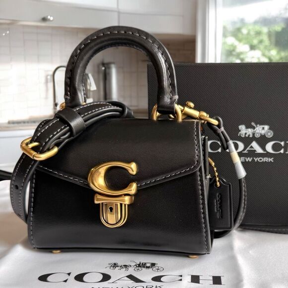 Coach Handbags - 🖤 NWT Coach Luxe Refined Calf Leather Sammy 12 Top Handle Crossbody in Black